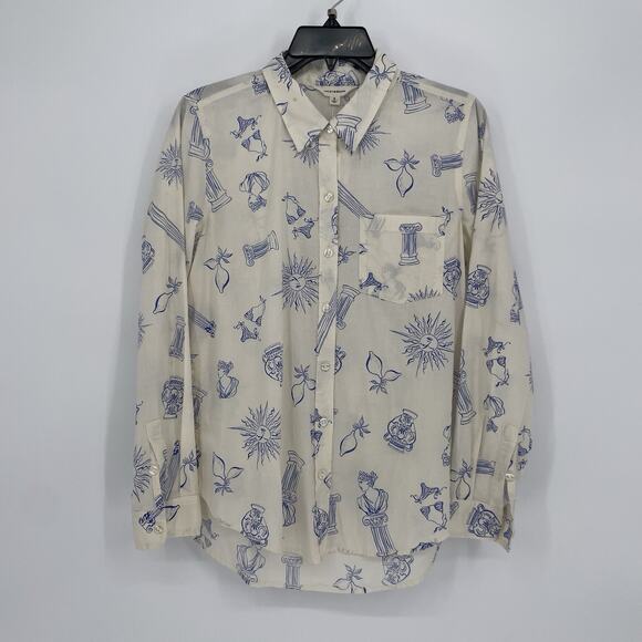 Lucky Brand Women's Coastal Printed Vacation Button Down Shirt Size Small NWT - Picture 2 of 9